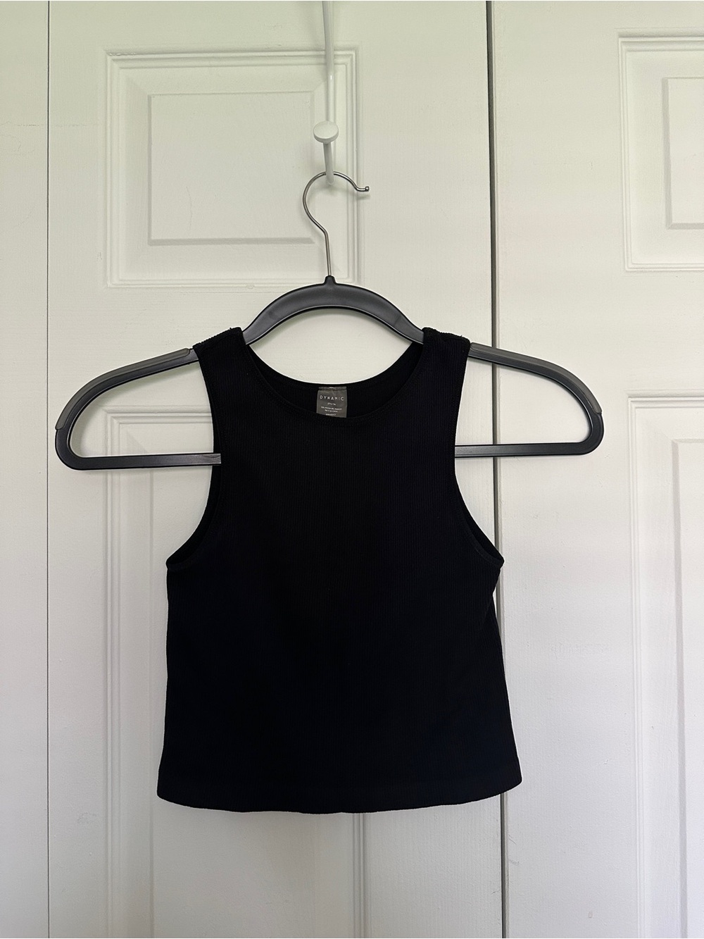 Women's Black Ribbed Crop Tank Top